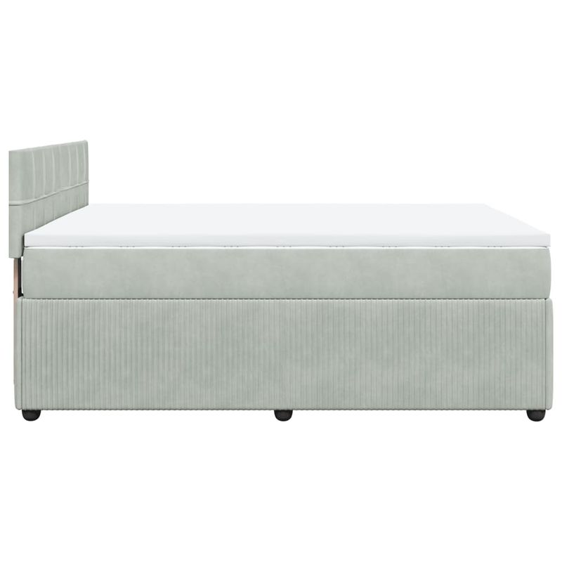 Casa si Gradina - Mobilier - Paturi si accesorii - Paturi - Pat box spring cu saltea, gri deschis, 140x190 cm, catifea - Infinity.ro