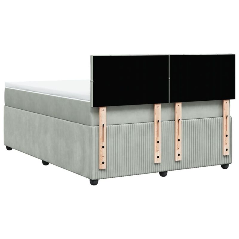 Casa si Gradina - Mobilier - Paturi si accesorii - Paturi - Pat box spring cu saltea, gri deschis, 140x190 cm, catifea - Infinity.ro