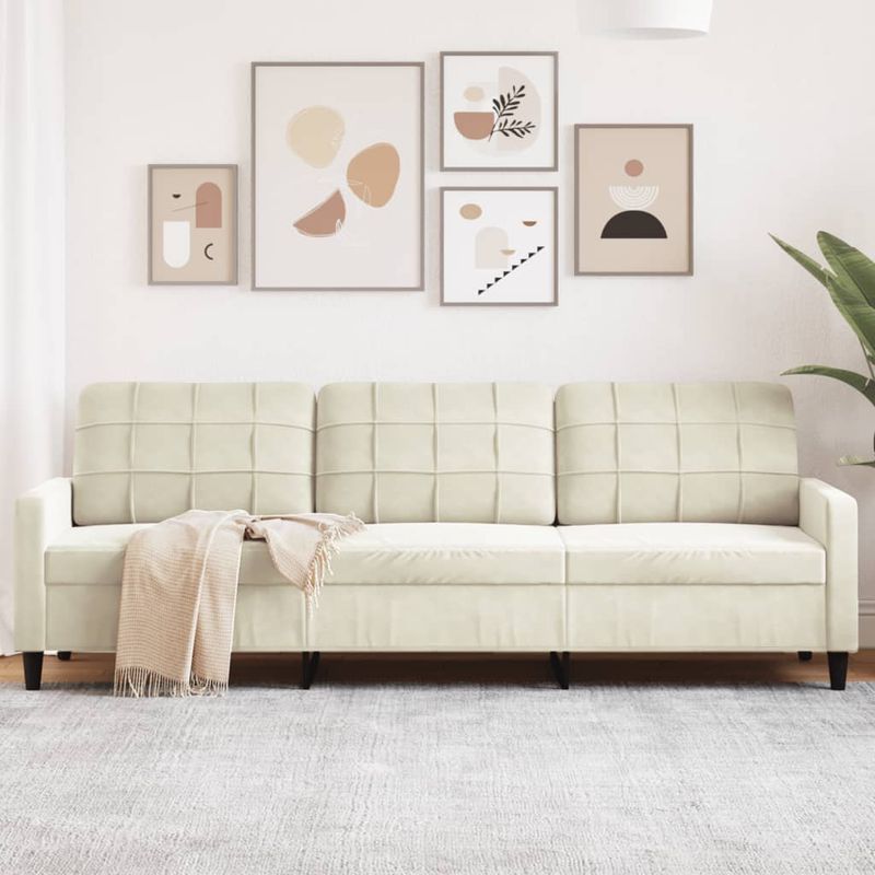 Casa si Gradina - Mobilier - Canapele si coltare - Canapele - Canapea cu 3 locuri, crem, 210 cm, material catifea - Infinity.ro