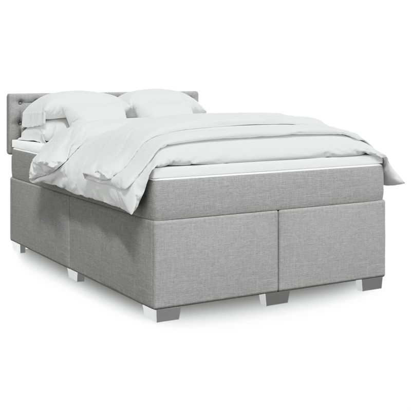 Casa si Gradina - Mobilier - Paturi si accesorii - Paturi - Pat continental cu saltea, gri deschis, 160x200 cm, textil - Infinity.ro