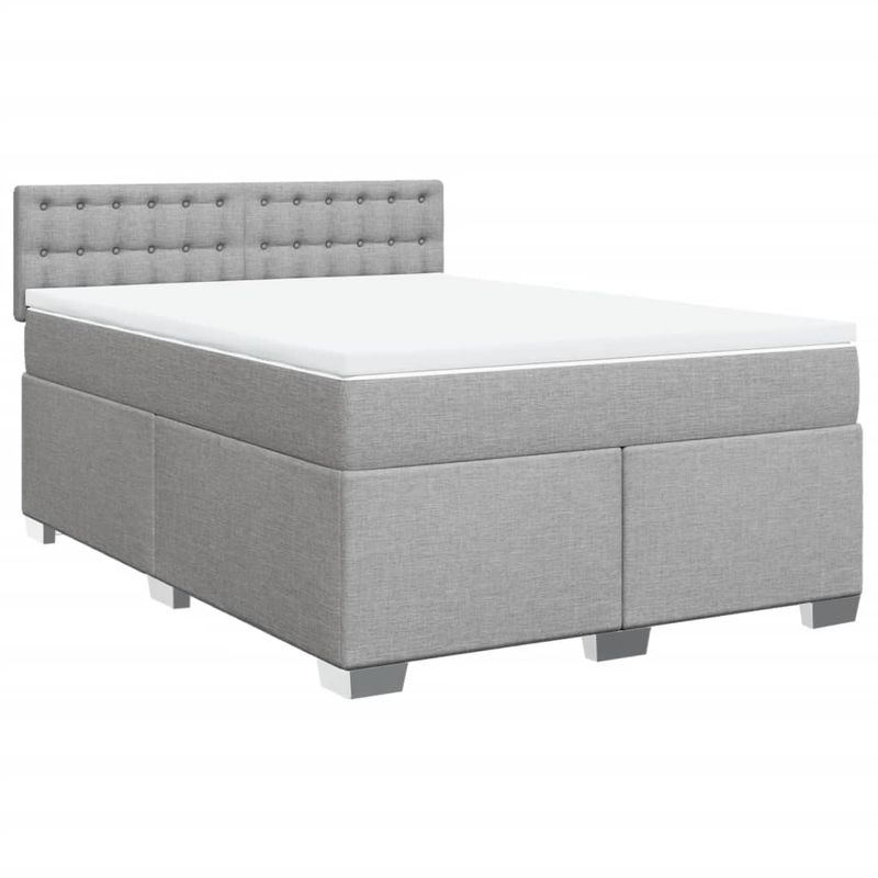 Casa si Gradina - Mobilier - Paturi si accesorii - Paturi - Pat continental cu saltea, gri deschis, 160x200 cm, textil - Infinity.ro