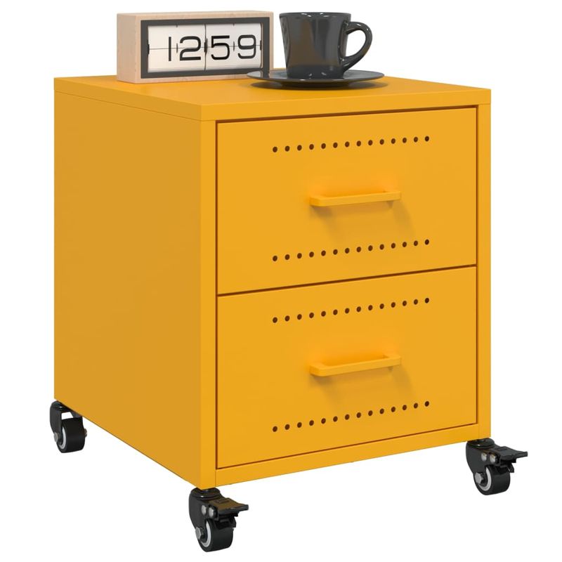Casa si Gradina - Mobilier - Comode si corpuri - Noptiere - Noptiere, 2 buc., galben mustar, 36x39x43,5 cm, otel - Infinity.ro