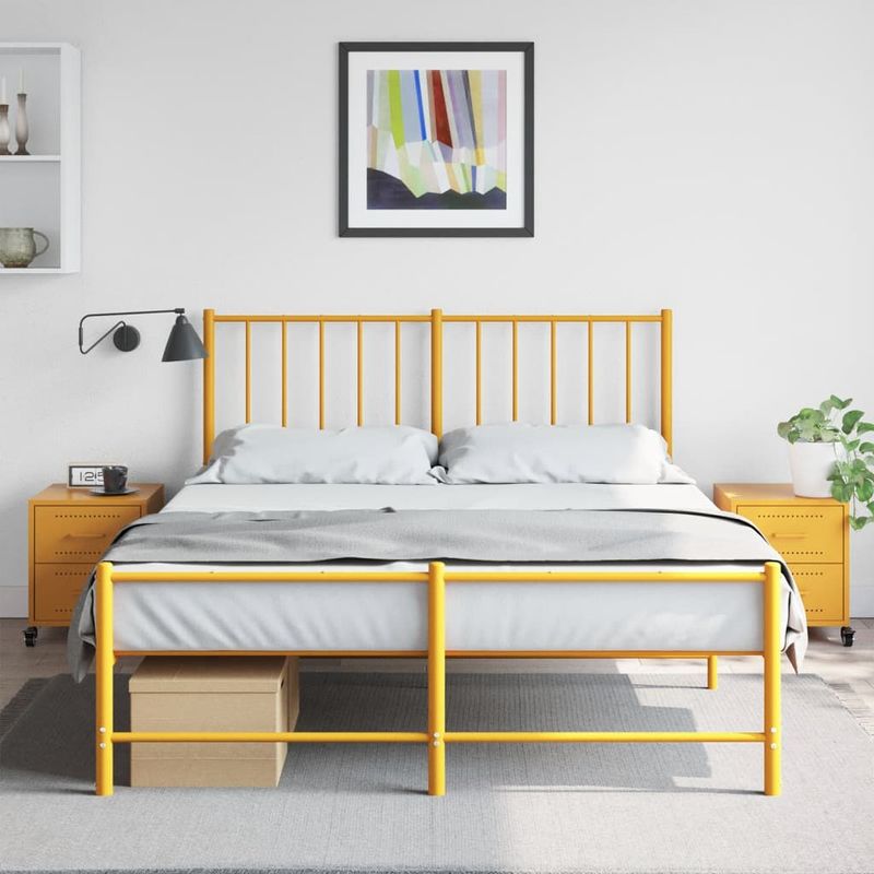 Casa si Gradina - Mobilier - Comode si corpuri - Noptiere - Noptiere, 2 buc., galben mustar, 36x39x43,5 cm, otel - Infinity.ro