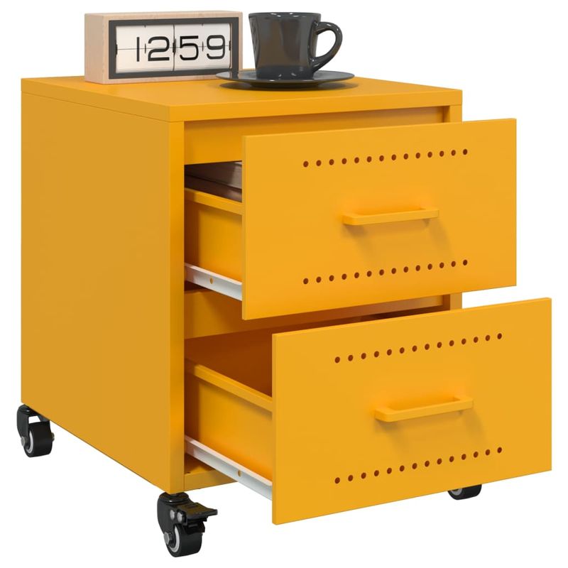 Casa si Gradina - Mobilier - Comode si corpuri - Noptiere - Noptiere, 2 buc., galben mustar, 36x39x43,5 cm, otel - Infinity.ro