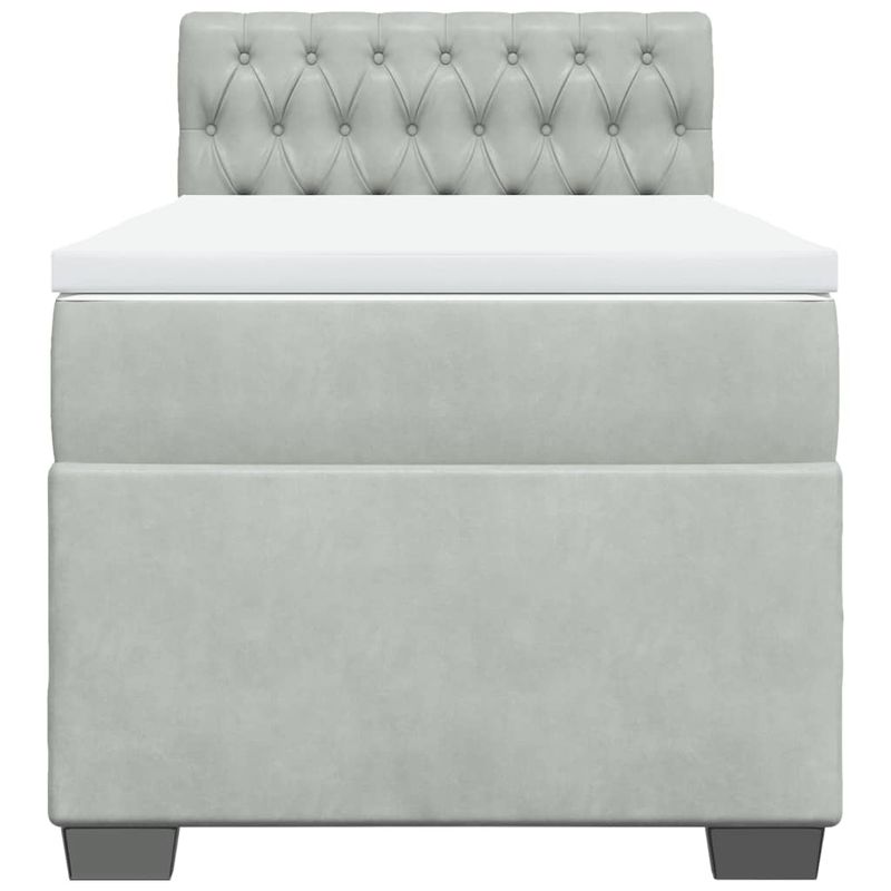 Casa si Gradina - Mobilier - Paturi si accesorii - Paturi - Pat box spring cu saltea, gri deschis, 90x200 cm, catifea - Infinity.ro