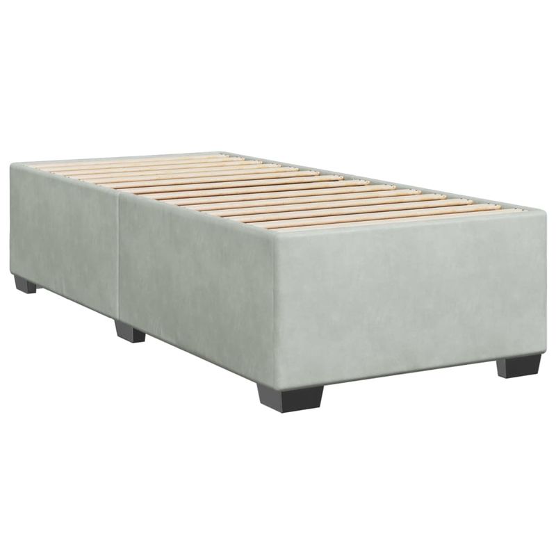 Casa si Gradina - Mobilier - Paturi si accesorii - Paturi - Pat box spring cu saltea, gri deschis, 90x200 cm, catifea - Infinity.ro