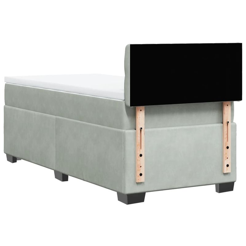 Casa si Gradina - Mobilier - Paturi si accesorii - Paturi - Pat box spring cu saltea, gri deschis, 90x200 cm, catifea - Infinity.ro