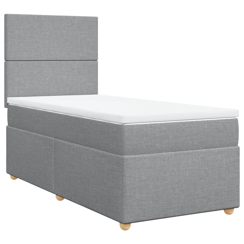 Casa si Gradina - Mobilier - Paturi si accesorii - Paturi - Pat box spring cu saltea, gri deschis, 90x200 cm, textil - Infinity.ro