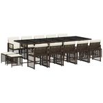 Casa si Gradina - Gradina si terasa - Mobilier exterior - Seturi mobila gradina - Set mobilier de gradina cu perne, 15 piese, maro, poliratan - Infinity.ro