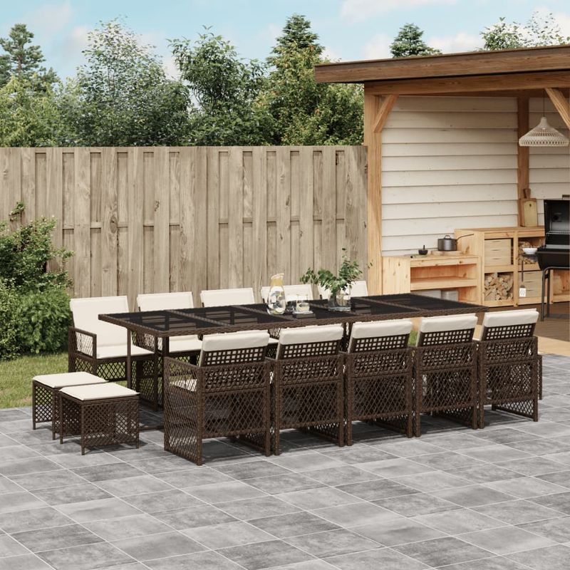 Casa si Gradina - Gradina si terasa - Mobilier exterior - Seturi mobila gradina - Set mobilier de gradina cu perne, 15 piese, maro, poliratan - Infinity.ro