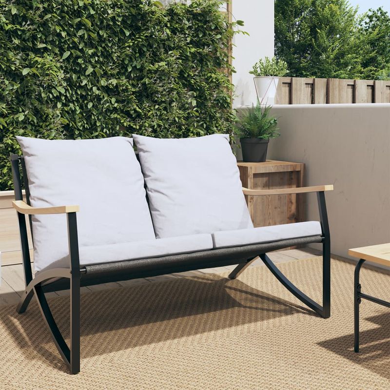 Casa si Gradina - Gradina si terasa - Mobilier exterior - Bancute de gradina - Banca de gradina cu perne, negru, 120 cm, otel - Infinity.ro