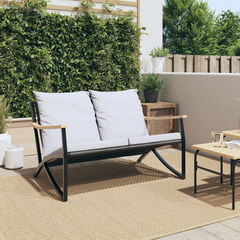 Casa si Gradina - Gradina si terasa - Mobilier exterior - Bancute de gradina - Banca de gradina cu perne, negru, 120 cm, otel - Infinity.ro
