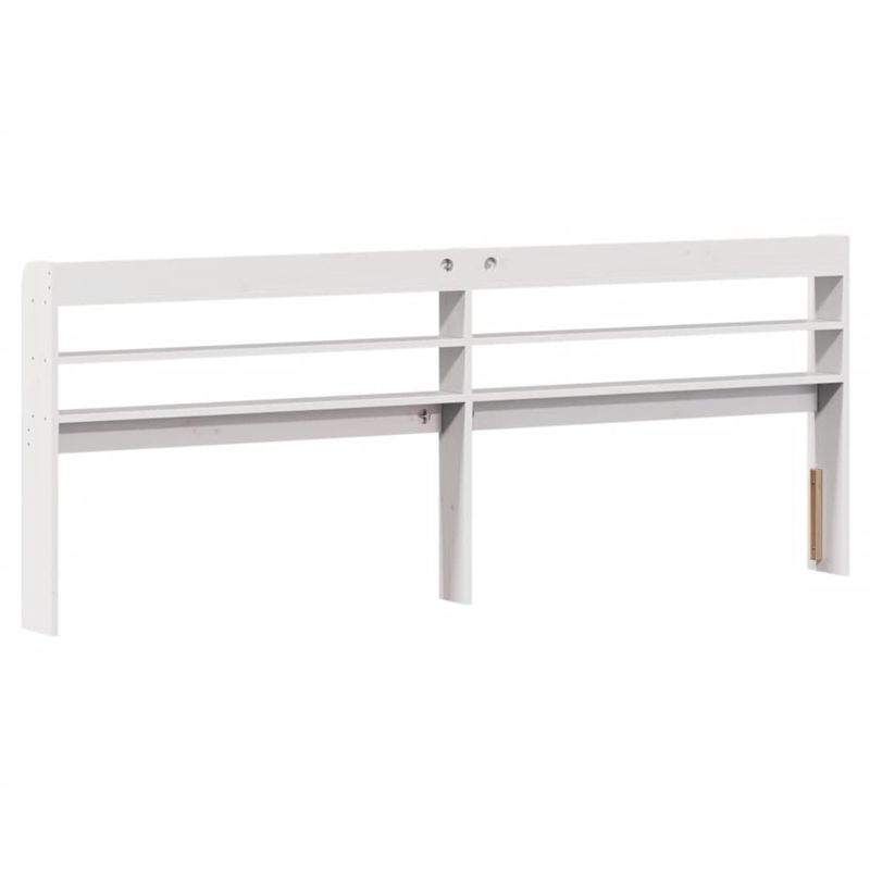 Casa si Gradina - Mobilier - Paturi si accesorii - Accesorii paturi - Tablie de pat cu rafturi, 180 cm, lemn masiv de pin, alb, mărime 190x16x82 cm - Infinity.ro