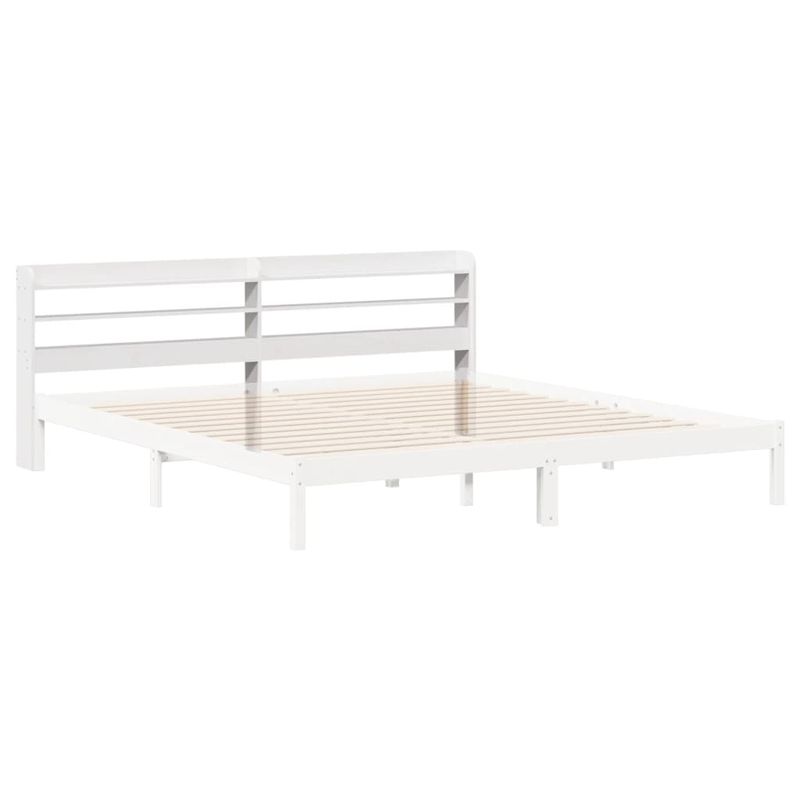 Casa si Gradina - Mobilier - Paturi si accesorii - Accesorii paturi - Tablie de pat cu rafturi, 180 cm, lemn masiv de pin, alb, mărime 190x16x82 cm - Infinity.ro