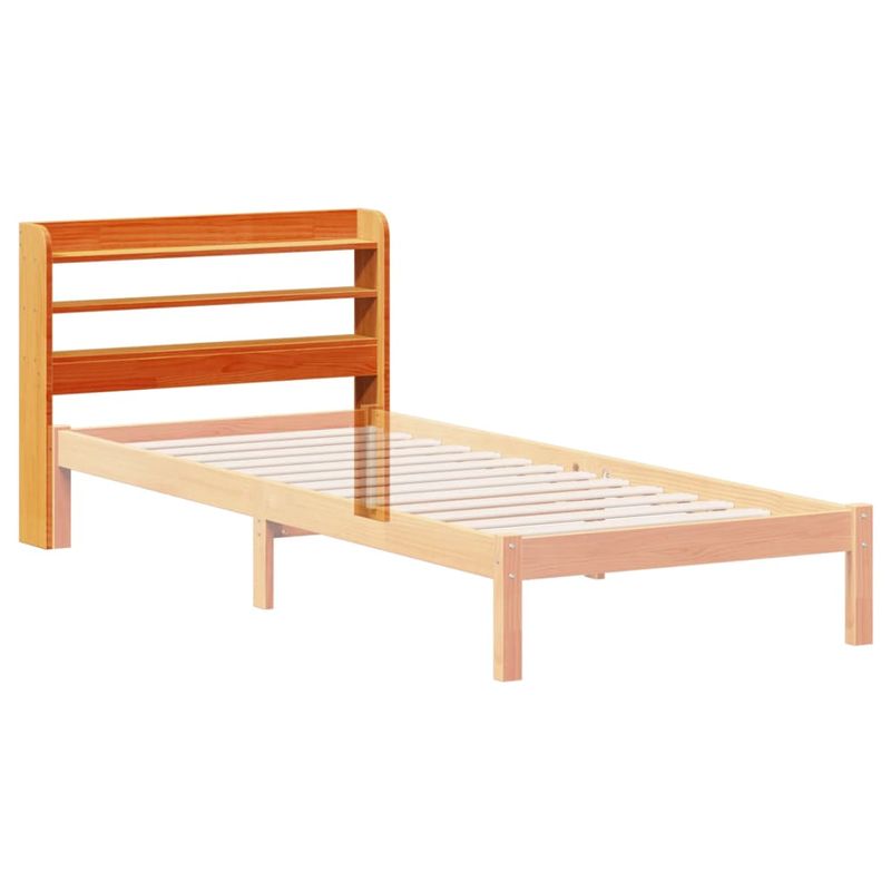 Casa si Gradina - Mobilier - Paturi si accesorii - Accesorii paturi - Tablie de pat cu rafturi, maro ceruit, 100 cm, lemn masiv pin, mărime 110x16x82 cm - Infinity.ro