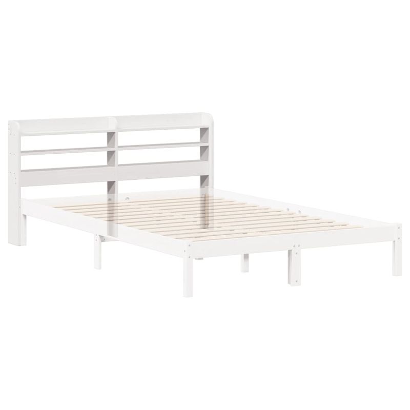 Casa si Gradina - Mobilier - Paturi si accesorii - Accesorii paturi - Tablie de pat cu rafturi, 135 cm, lemn masiv de pin, alb, mărime 145x16x82 cm - Infinity.ro