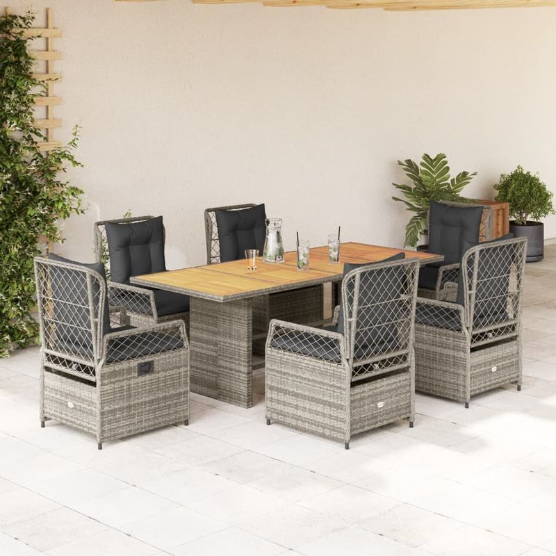 Casa si Gradina - Gradina si terasa - Mobilier exterior - Seturi mobila gradina - Set mobilier de gradina cu perne, 7 piese, gri, poliratan - Infinity.ro