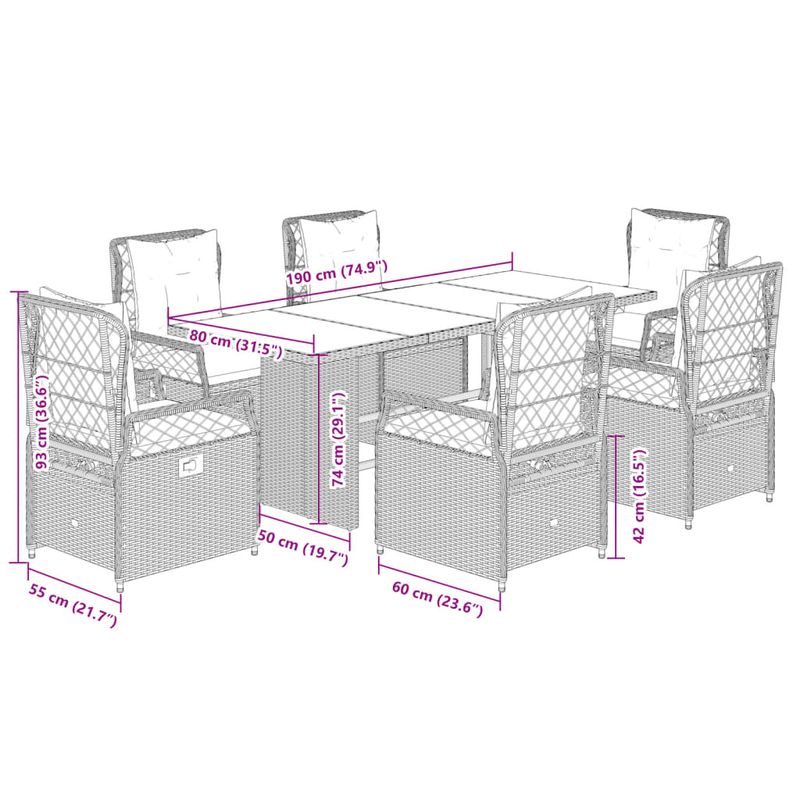Casa si Gradina - Gradina si terasa - Mobilier exterior - Seturi mobila gradina - Set mobilier de gradina cu perne, 7 piese, gri, poliratan - Infinity.ro