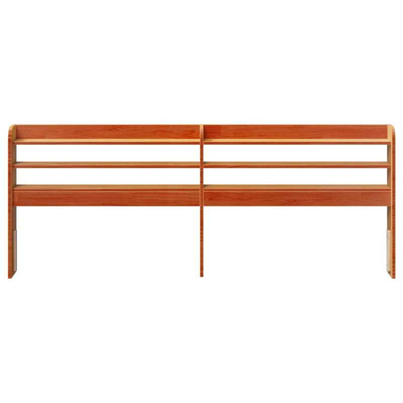 Casa si Gradina - Mobilier - Paturi si accesorii - Accesorii paturi - Tablie de pat cu rafturi, maro ceruit, 200 cm, lemn masiv pin, mărime 210x16x82 cm - Infinity.ro