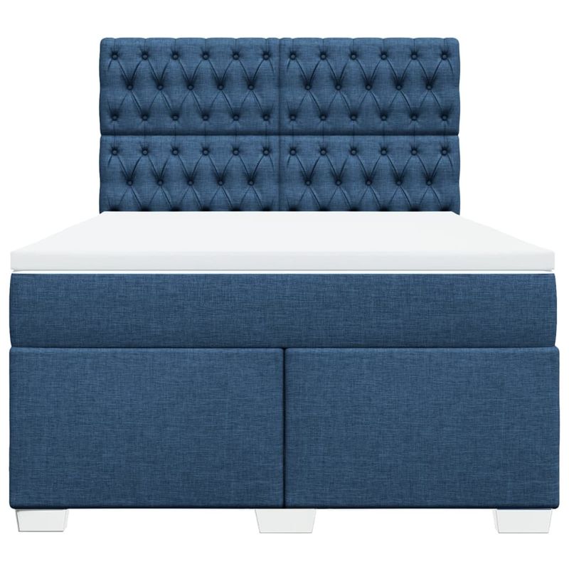 Casa si Gradina - Mobilier - Paturi si accesorii - Paturi - Pat continental cu saltea, albastru, 160x200cm, material textil - Infinity.ro