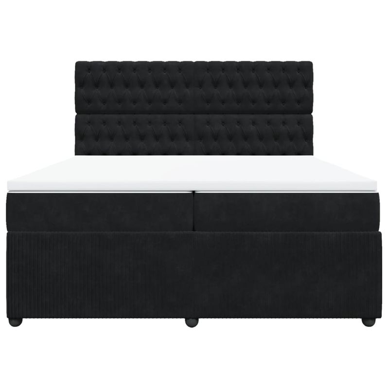 Casa si Gradina - Mobilier - Paturi si accesorii - Paturi - Pat box spring cu saltea, negru, 200x200 cm, catifea - Infinity.ro