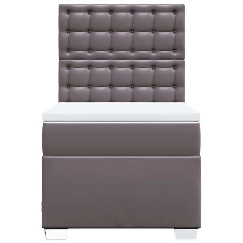 Casa si Gradina - Mobilier - Paturi si accesorii - Paturi - Pat box spring cu saltea, gri, 90x190 cm, piele ecologica - Infinity.ro