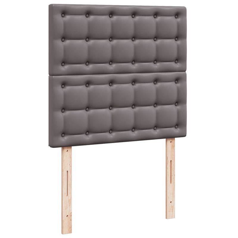 Casa si Gradina - Mobilier - Paturi si accesorii - Paturi - Pat box spring cu saltea, gri, 90x190 cm, piele ecologica - Infinity.ro