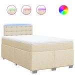 Casa si Gradina - Mobilier - Paturi si accesorii - Paturi - Pat box spring cu saltea, crem, 120x200 cm, textil - Infinity.ro