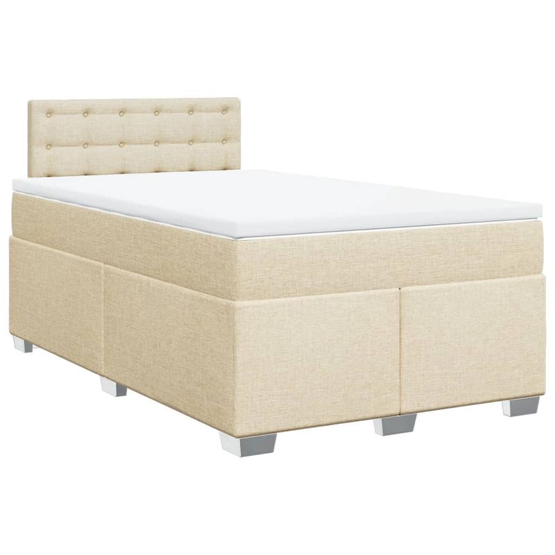 Casa si Gradina - Mobilier - Paturi si accesorii - Paturi - Pat box spring cu saltea, crem, 120x200 cm, textil - Infinity.ro