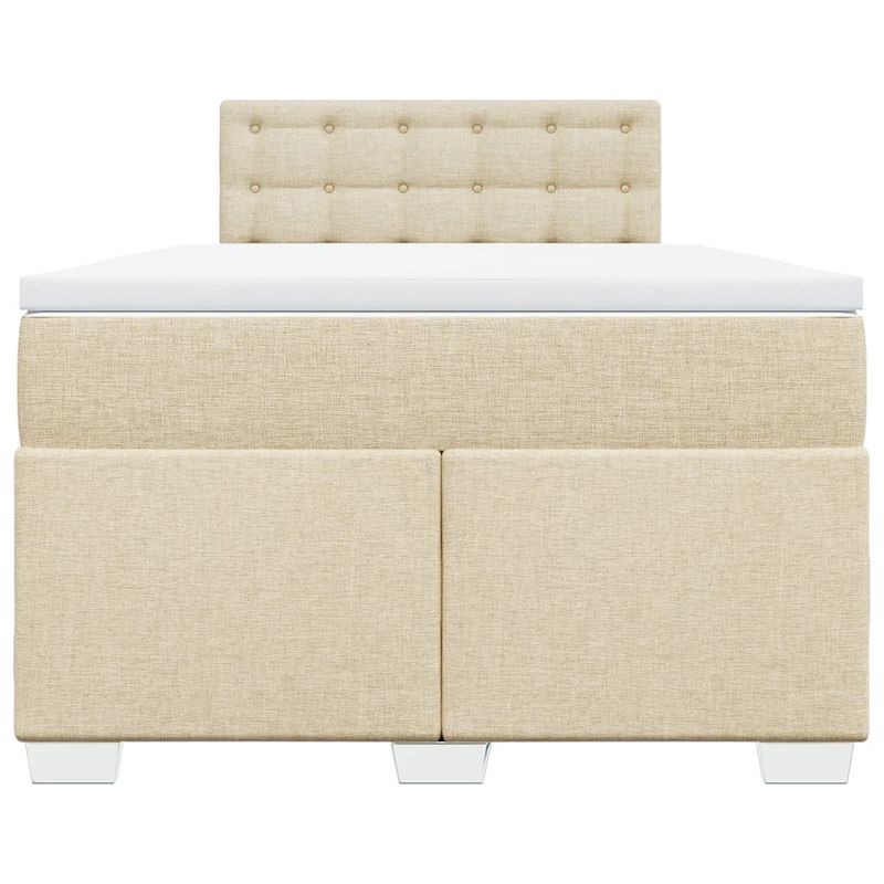 Casa si Gradina - Mobilier - Paturi si accesorii - Paturi - Pat box spring cu saltea, crem, 120x200 cm, textil - Infinity.ro