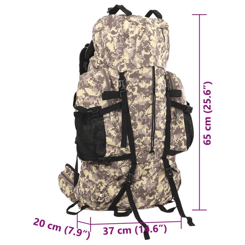 Sport si Outdoor - Articole de voiaj - Rucsacuri - Rucsac de drumetie, camuflaj maro camel, 60 L, tesatura oxford - Infinity.ro