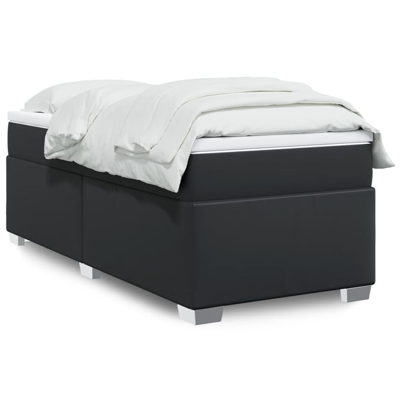 Casa si Gradina - Mobilier - Paturi si accesorii - Paturi - Pat continental cu saltea, negru, 80x200 cm, piele ecologica - Infinity.ro