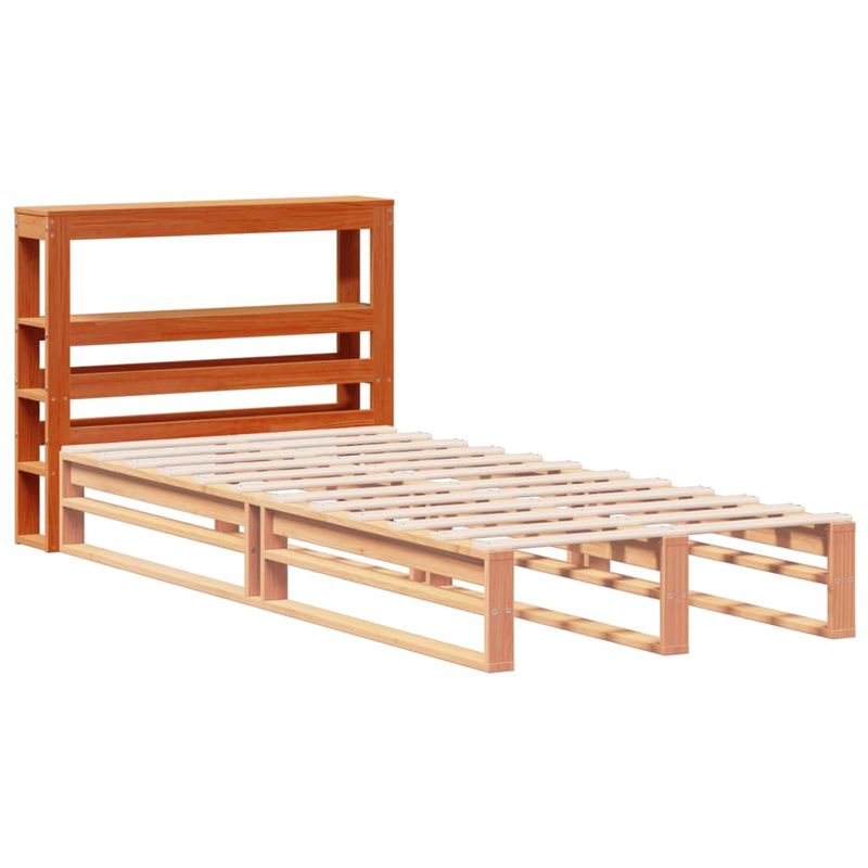 Casa si Gradina - Mobilier - Paturi si accesorii - Accesorii paturi - Tablie de pat cu rafturi, maro ceruit, 90 cm, lemn masiv pin, mărime 96x19x82 cm - Infinity.ro