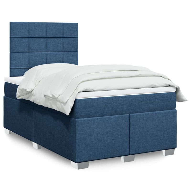 Casa si Gradina - Mobilier - Paturi si accesorii - Paturi - Pat box spring cu saltea, albastru, 120x200 cm, textil - Infinity.ro