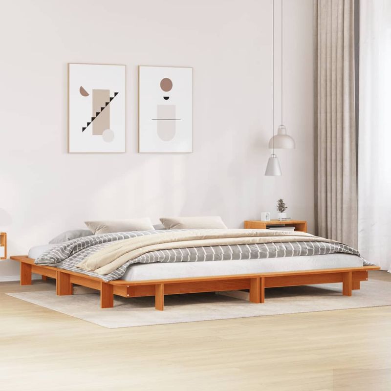 Casa si Gradina - Mobilier - Paturi si accesorii - Paturi - Cadru de pat fara saltea, maro ceruit 180x200 cm lemn masiv pin - Infinity.ro