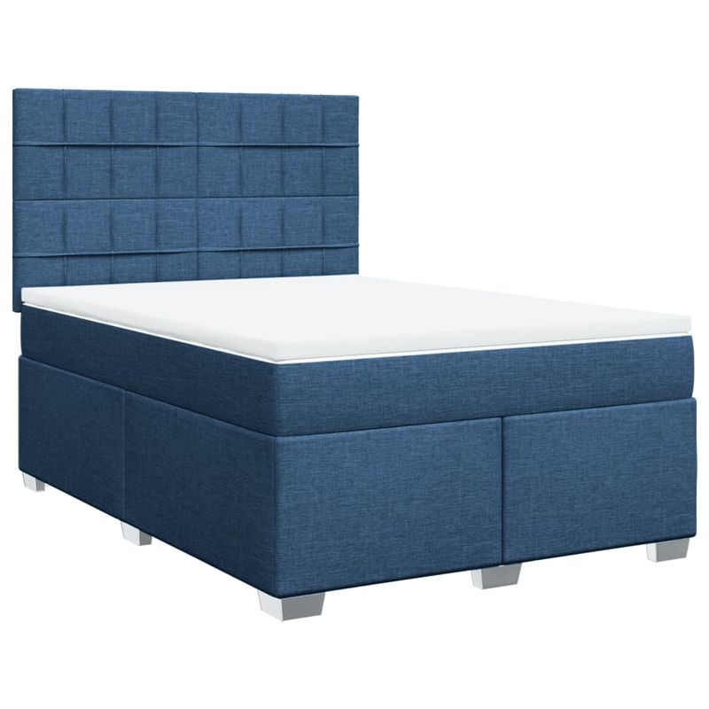 Casa si Gradina - Mobilier - Paturi si accesorii - Paturi - Pat box spring cu saltea, albastru, 140x200 cm, textil - Infinity.ro