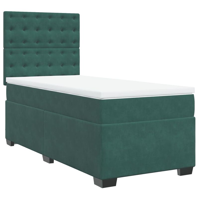 Casa si Gradina - Mobilier - Paturi si accesorii - Paturi - Pat continental cu saltea, verde inchis, 80x200 cm, catifea - Infinity.ro