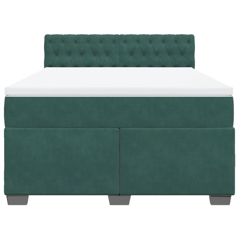 Casa si Gradina - Mobilier - Paturi si accesorii - Paturi - Pat box spring cu saltea, verde inchis, 140x200 cm, catifea - Infinity.ro