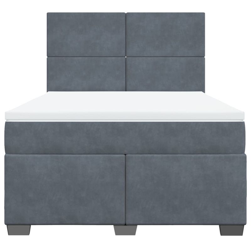Casa si Gradina - Mobilier - Paturi si accesorii - Paturi - Pat box spring cu saltea, gri inchis, 140x200 cm, catifea - Infinity.ro