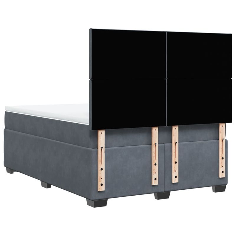 Casa si Gradina - Mobilier - Paturi si accesorii - Paturi - Pat box spring cu saltea, gri inchis, 140x200 cm, catifea - Infinity.ro