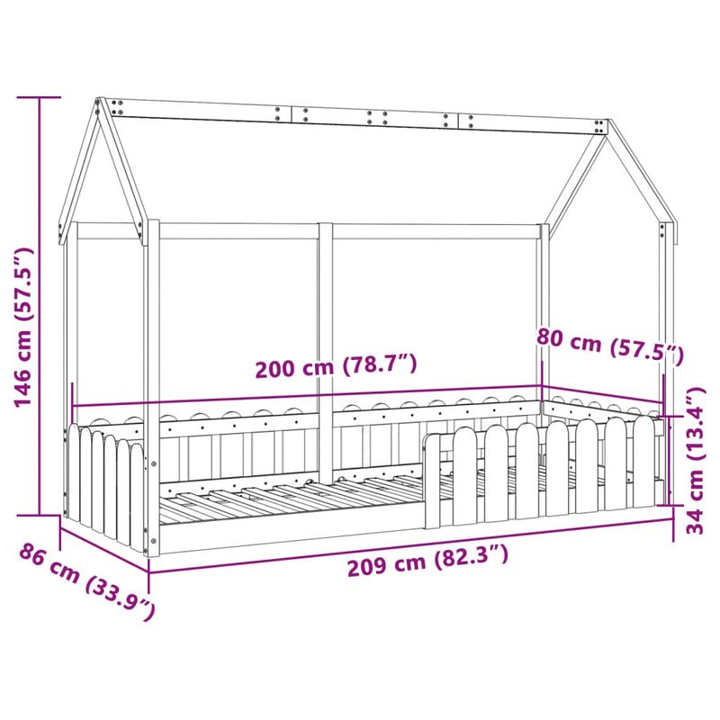 Casa si Gradina - Mobilier - Paturi si accesorii - Paturi - Cadru pat tip casa pentru copii alb 80x200 cm lemn masiv de pin - Infinity.ro