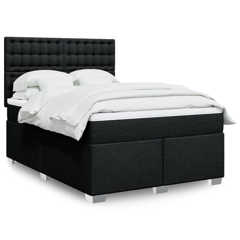 Casa si Gradina - Mobilier - Paturi si accesorii - Paturi - Pat box spring cu saltea, negru, 140x200 cm, textil - Infinity.ro