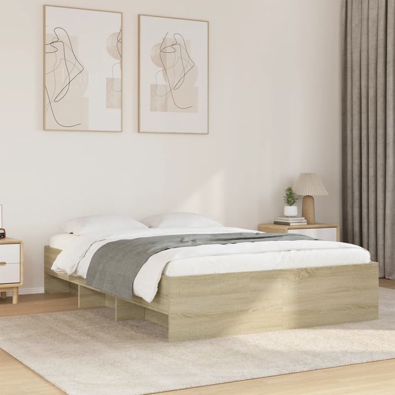 Casa si Gradina - Mobilier - Paturi si accesorii - Paturi - Cadru de pat, stejar sonoma, 120x200 cm, lemn prelucrat - Infinity.ro