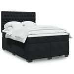 Casa si Gradina - Mobilier - Paturi si accesorii - Paturi - Pat box spring cu saltea, negru, 140x200 cm, catifea - Infinity.ro