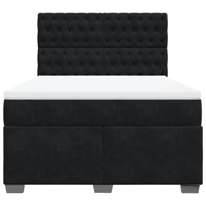 Casa si Gradina - Mobilier - Paturi si accesorii - Paturi - Pat box spring cu saltea, negru, 140x200 cm, catifea - Infinity.ro