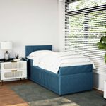 Casa si Gradina - Mobilier - Paturi si accesorii - Paturi - Pat continental cu saltea, albastru, 80x200 cm, catifea - Infinity.ro