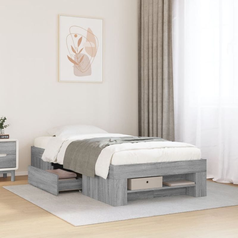 Casa si Gradina - Mobilier - Paturi si accesorii - Paturi - Cadru de pat, gri sonoma, 75x190 cm, lemn prelucrat - Infinity.ro