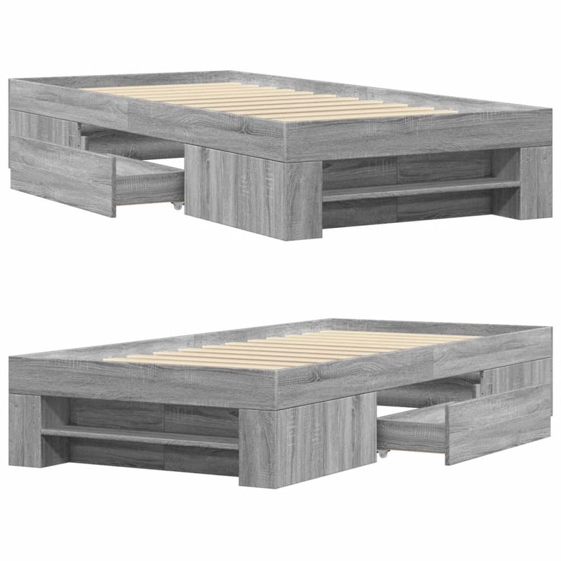 Casa si Gradina - Mobilier - Paturi si accesorii - Paturi - Cadru de pat, gri sonoma, 75x190 cm, lemn prelucrat - Infinity.ro