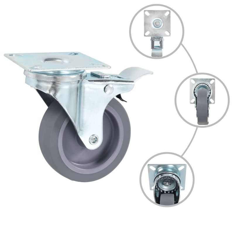 Casa si Gradina - Constructii - Depozitare, transport si protectie - Accesorii echipamente pentru transport si ridicat - Roti pivotante cu frane duble, 4 buc., 75 mm - Infinity.ro