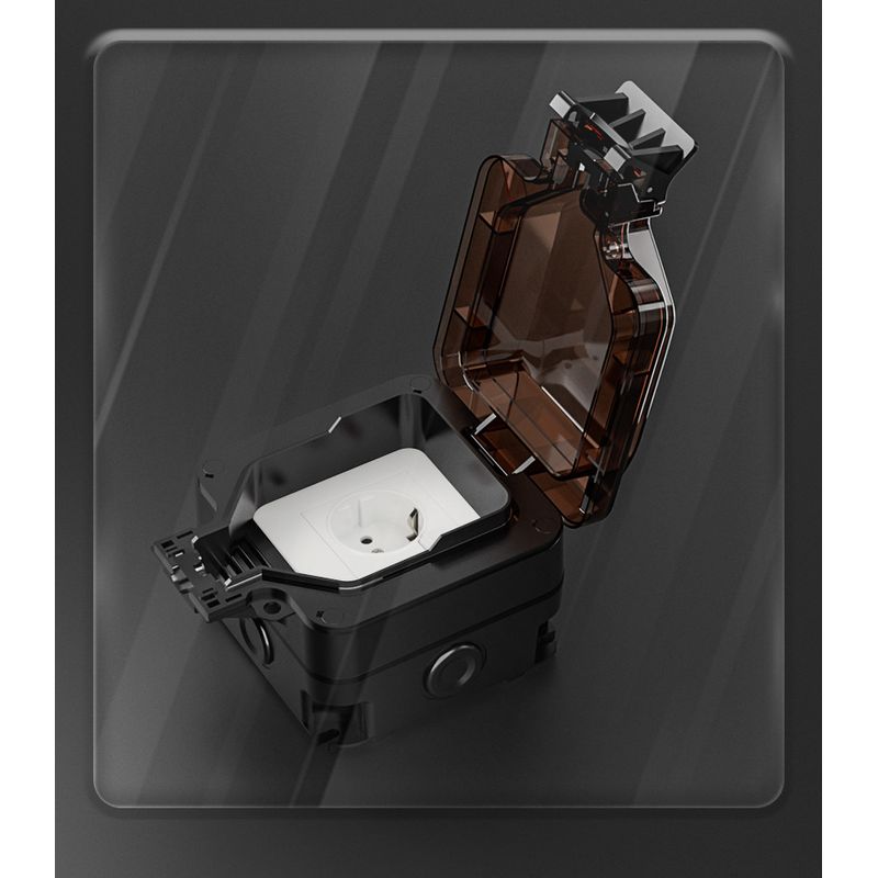 Casa si Gradina - Electrice - Tablouri electrice - Accesorii tablouri electrice - Priza simpla exterior INNOVIX, Model Standard European, 250V/16A, IP66, neagra cu intrerupator - Infinity.ro